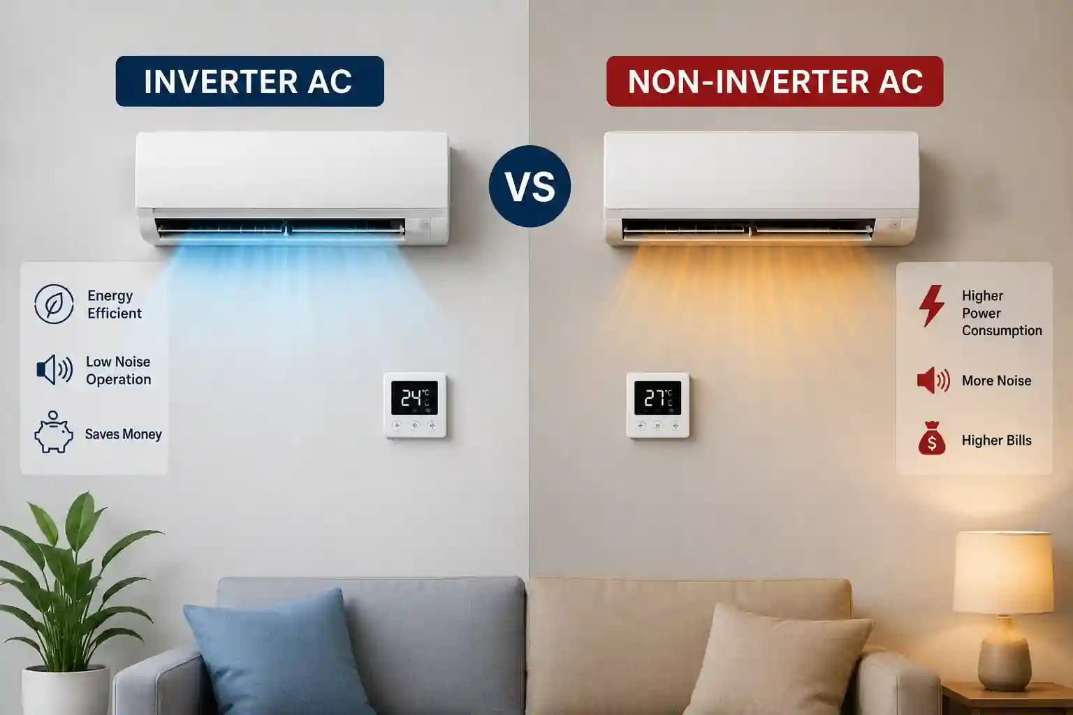 Inverter vs Non-Inverter AC in Kolkata — Which Saves More on Electricity Bill?