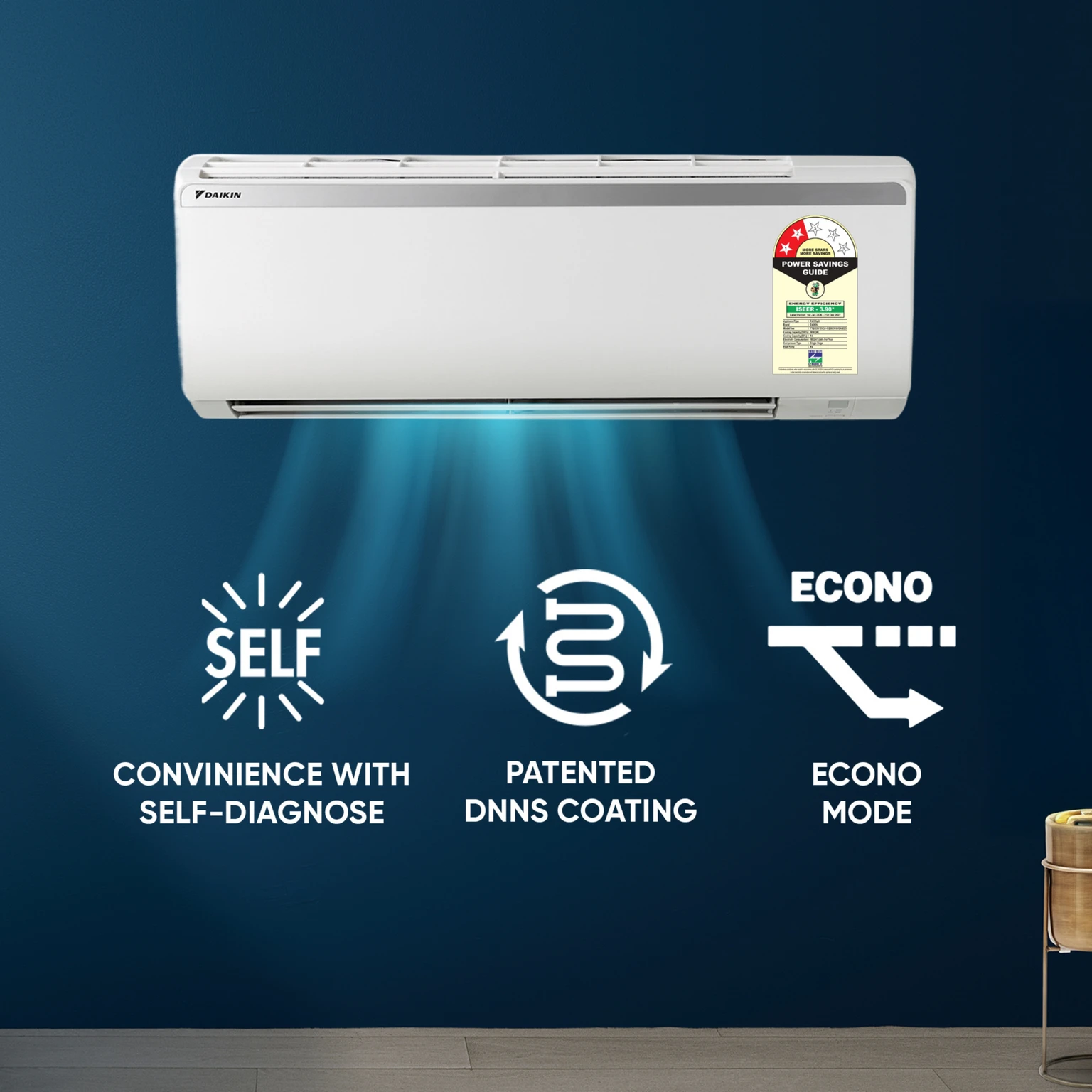 Daikin Model 2026 FTQ50XV16 1.5 Ton 2 Star fixed-speed (Non-inverter) Split air conditioner view 3