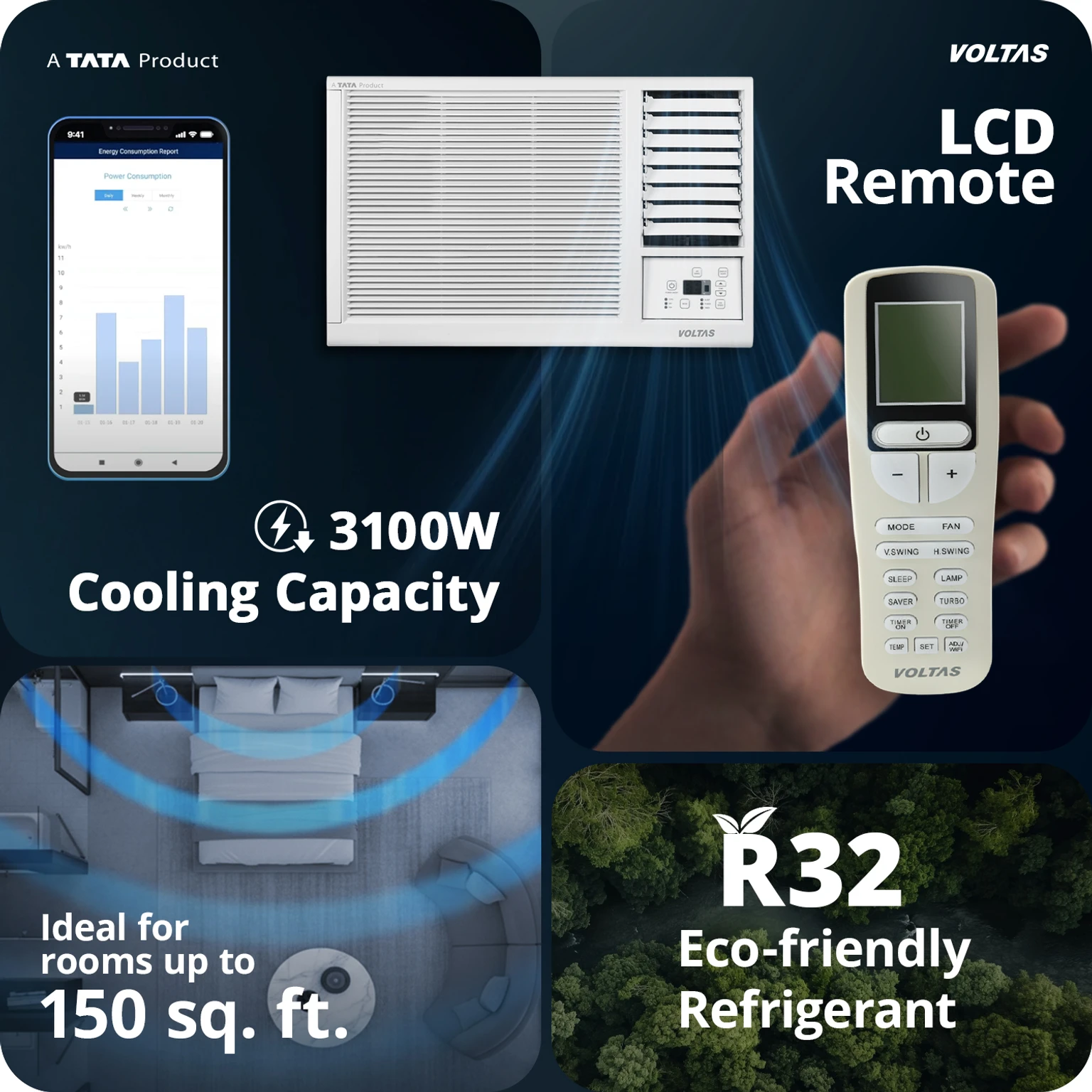  Voltas 1 Ton 2 Star Window AC (122FS Platina, 2026 Model) view 3