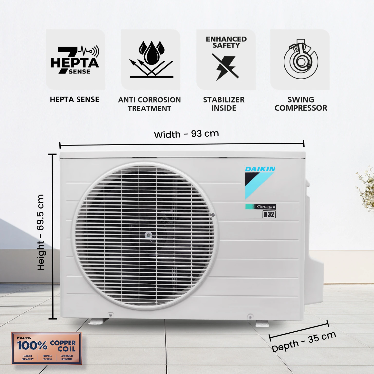 Daikin 2026 Model 2.6 Ton 3 Star Split Inverter AC (FTKL90XV16 White) view 5