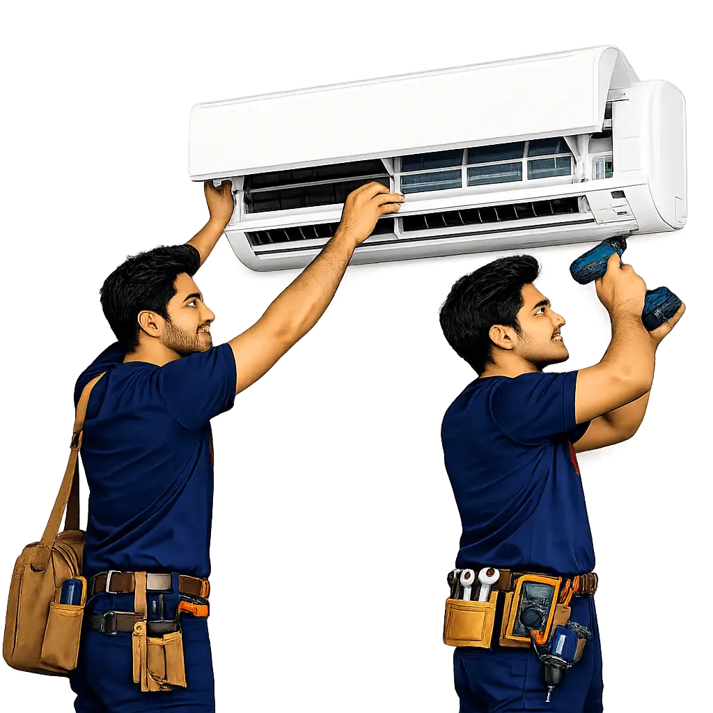 Professional AC technicians installing and repairing AC in Kolkata